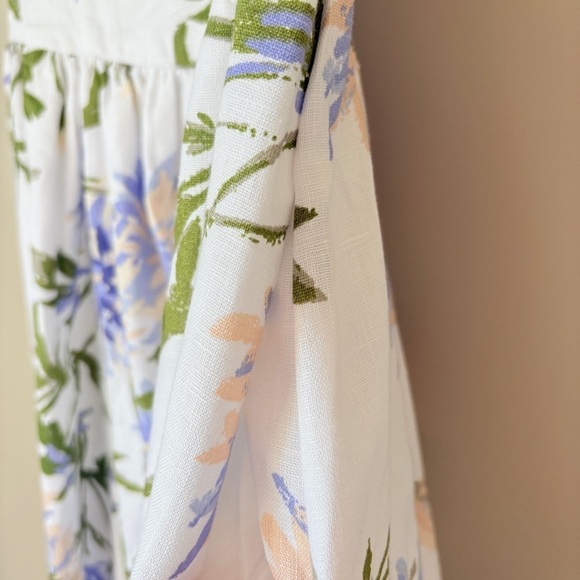 NEW Reformation Janu Midi Linen Dress Serenity White Blue Floral | US 0 / UK 4 - Picture 10 of 16